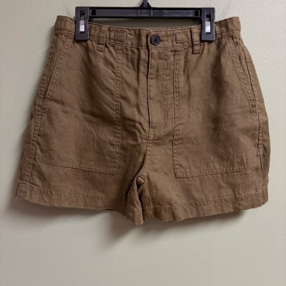 Madewell 100% Linen Shorts Size XS Green Utility Beach Boho Summer Casual Light